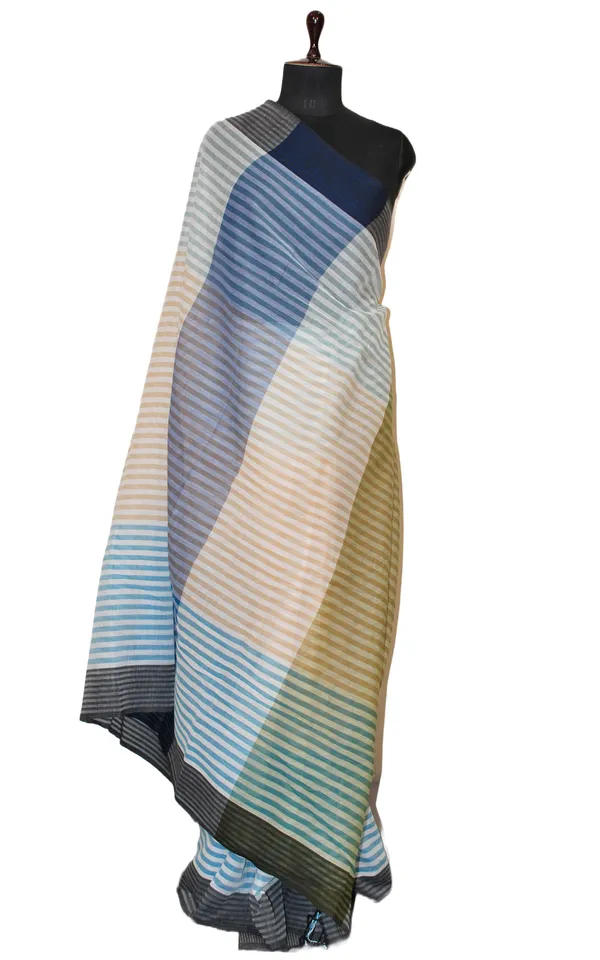 Soft_Cotton_Saree_In_Woven_Pastel_Color_Stripes_On_Off_White