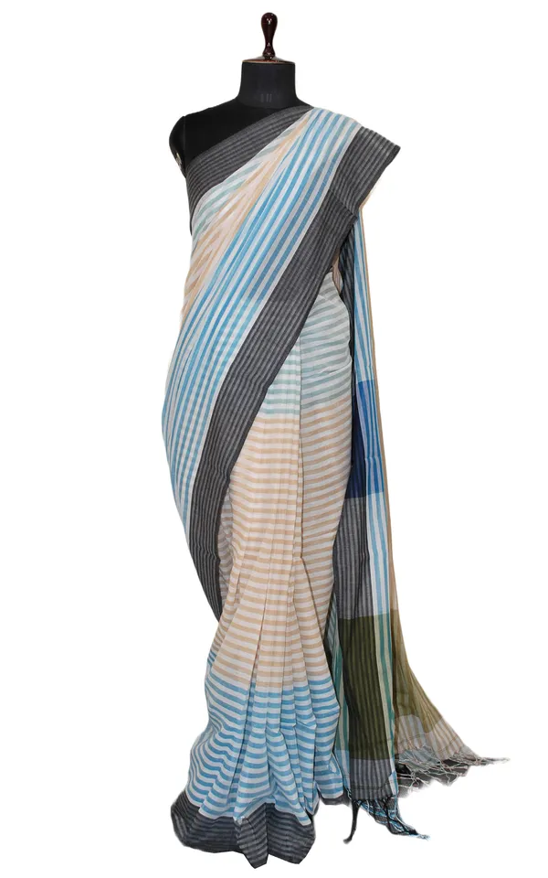 Soft_Cotton_Saree_In_Woven_Pastel_Color_Stripes_On_Off_White