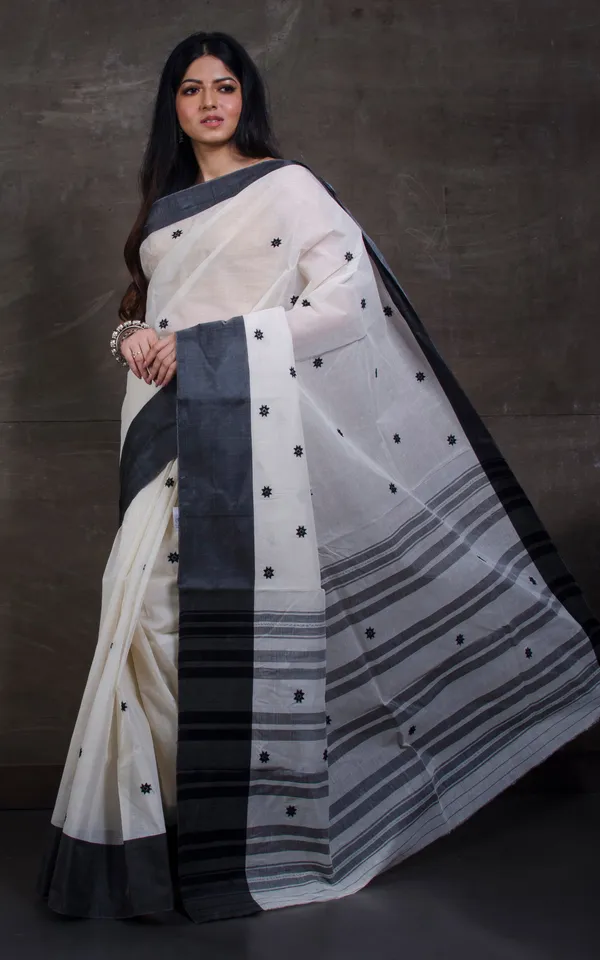 Bengal_Handloom_Satin_Silk_Border_Cotton_Saree_In_White_And_Black