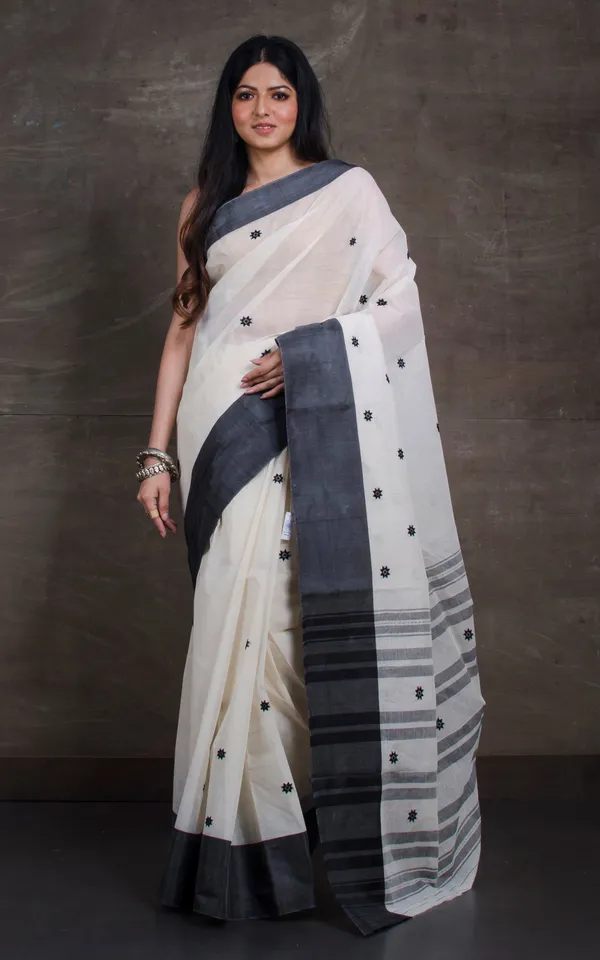 Bengal_Handloom_Satin_Silk_Border_Cotton_Saree_In_White_And_Black