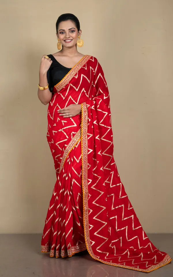 Designer_Organza_Georgette_Zardozi_Saree_In_Amaranth_Red_Orange_And_Muted_Golden