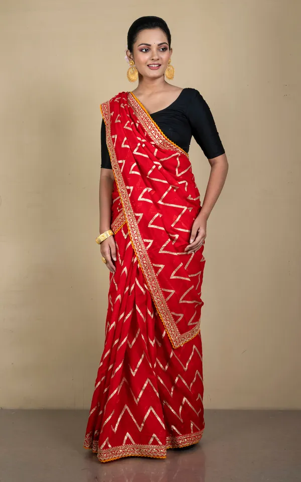 Designer_Organza_Georgette_Zardozi_Saree_In_Amaranth_Red_Orange_And_Muted_Golden