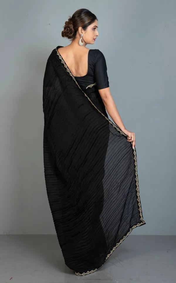 Designer_Italian_Crepe_Silk_Ruffle_Saree_In_Black