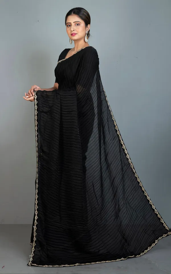 Designer_Italian_Crepe_Silk_Ruffle_Saree_In_Black
