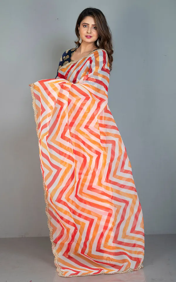 Kora_Organza_Zardozi_Border_Work_Saree_In_Vivid_Orange_Deep_Saffron_And_Off_White