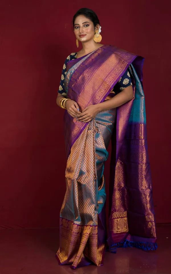 Exclusive_Mahapar_Tan_Chui_Brocade_Gadwal_Silk_Saree_In_Sapphire_Blue_Purple_And_Golden_Zari_Work
