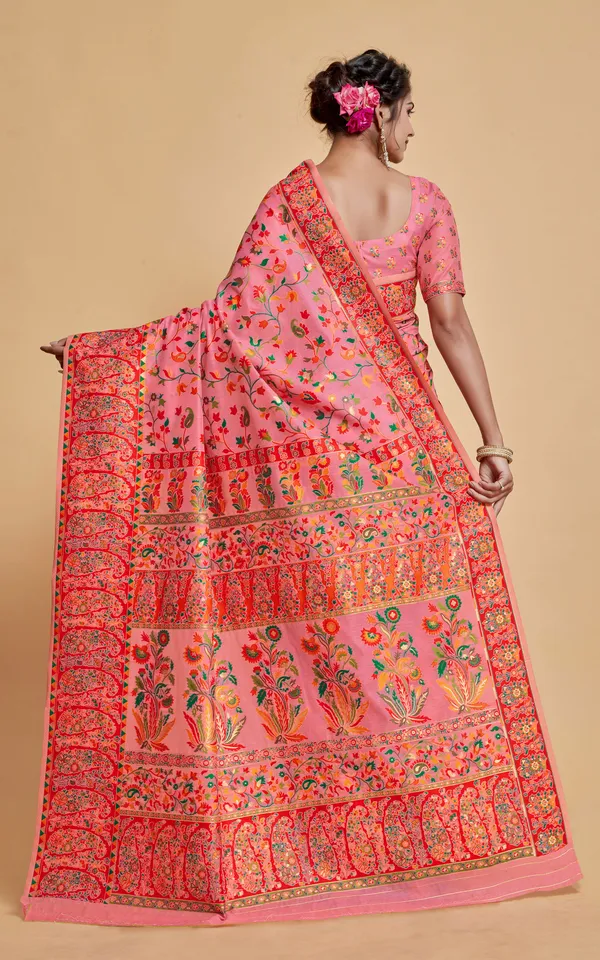 Kashmiri_Modal_Silk_Woven_Kani_Saree_In_Pink_Red_And_Multicolor