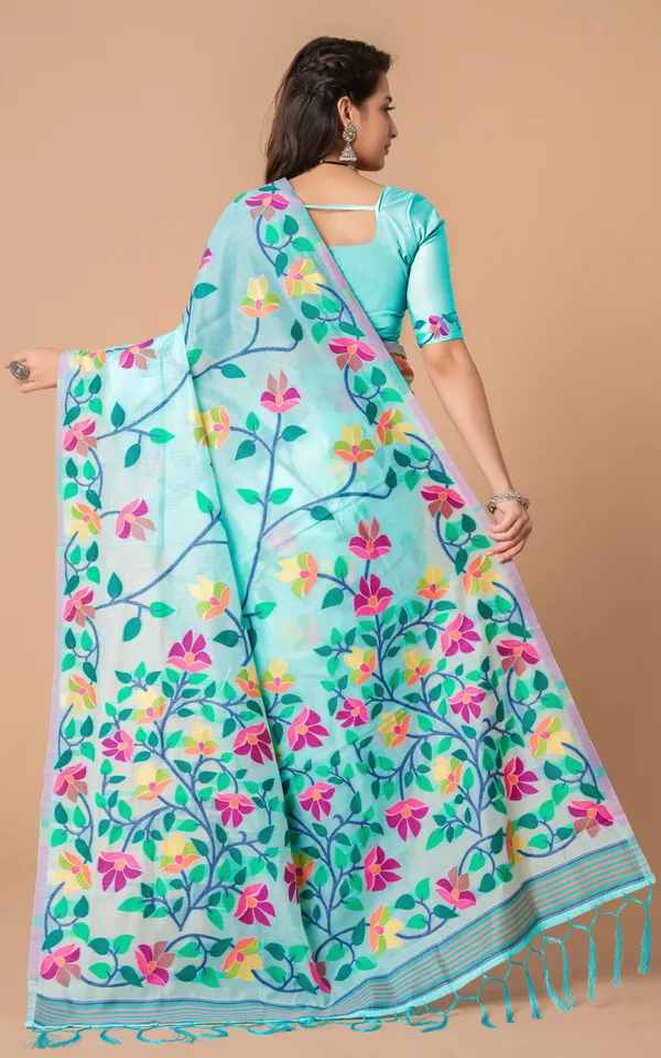 Tantuja_Inspired_Traditional_Soft_Jamdani_Saree_In_Sky_Blue_And_Multicolor_Nakshi_Thread_Weave