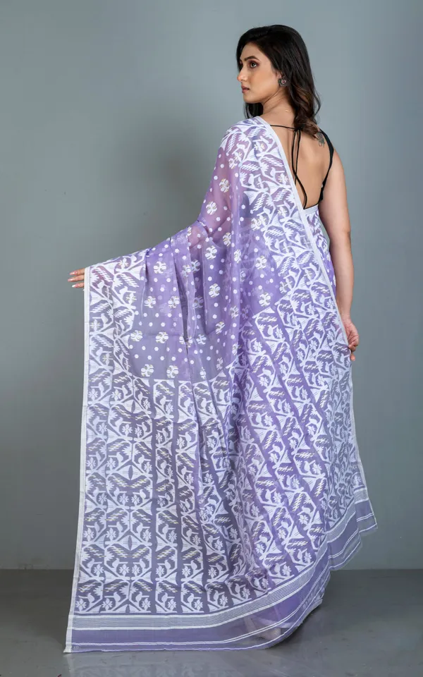 Solapuri_Work_Jamdani_Saree_In_Lavender_White_And_Golden