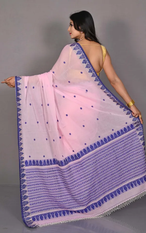 Traditional_Nakshi_Border_Work_Soft_Cotton_Bomkai_Saree_In_Pastel_Pink_Royal_Beige_And_Deep_Blue