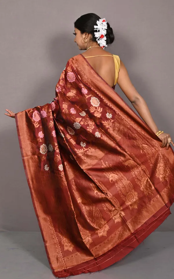 Traditional_Jaal_Meenakari_Nakshi_Motif_Work_Softy_Katan_Silk_Saree_In_Chocolate_Brown_Antique_Golden_And_Multicolor