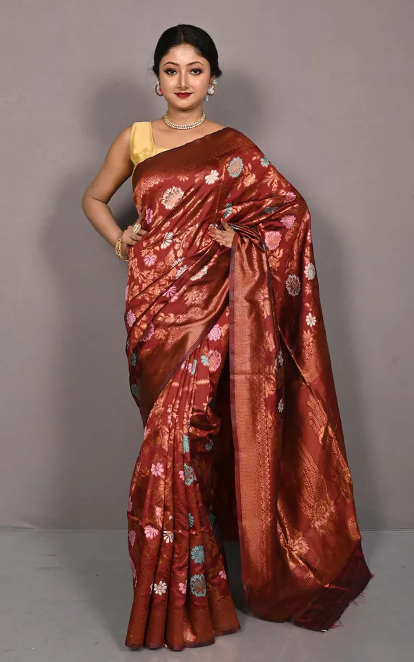 Traditional_Jaal_Meenakari_Nakshi_Motif_Work_Softy_Katan_Silk_Saree_In_Chocolate_Brown_Antique_Golden_And_Multicolor
