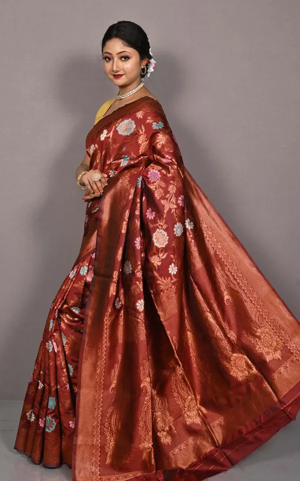 Traditional_Jaal_Meenakari_Nakshi_Motif_Work_Softy_Katan_Silk_Saree_In_Chocolate_Brown_Antique_Golden_And_Multicolor