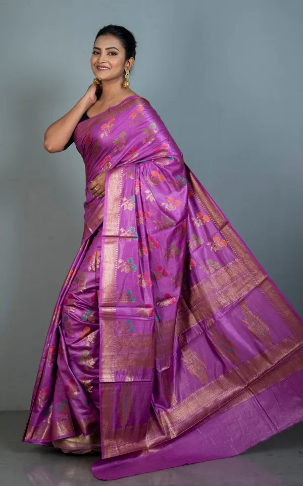 Hand_Woven_Pure_Moonga_Tussar_Banarasi_Silk_Saree_In_Purple_Antique_Golden_And_Multicolor