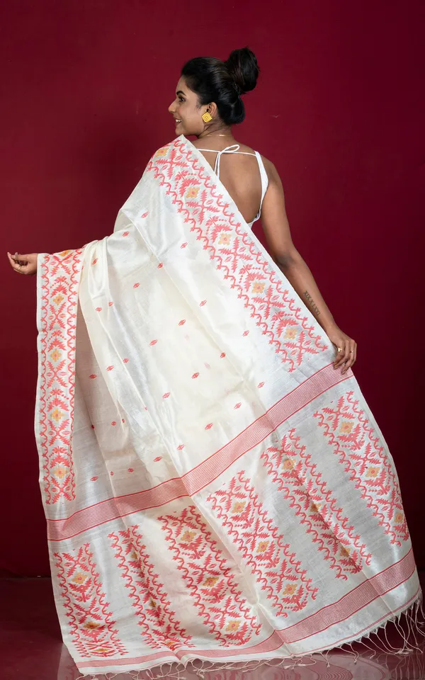 Premium_Quality_Tussar_Silk_Hand_Woven_Karat_Work_Saree_In_Off_White_Red_And_Brown