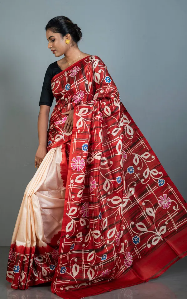 Hand_Batik_Soft_Bishnupuri_Pure_Silk_Saree_In_Rust_Red_Beige_And_Multicolor