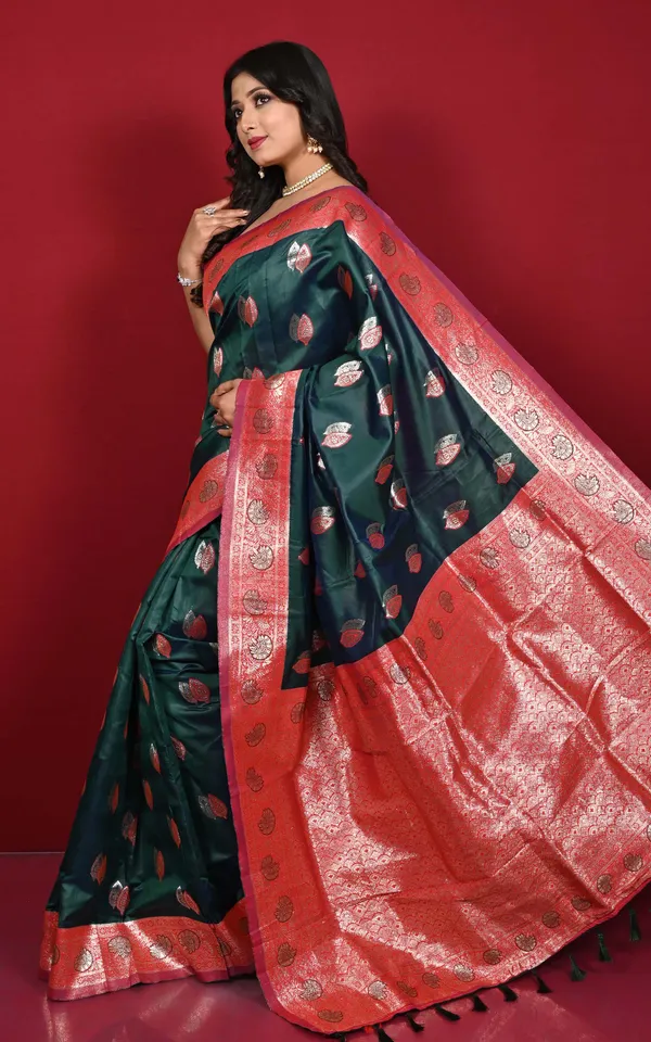 Traditional_Nakshi_Motif_Work_Softy_Katan_Silk_Saree_In_Phthalo_Green_And_Red