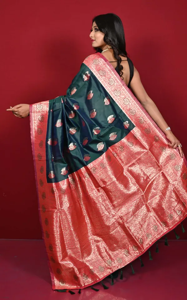Traditional_Nakshi_Motif_Work_Softy_Katan_Silk_Saree_In_Phthalo_Green_And_Red