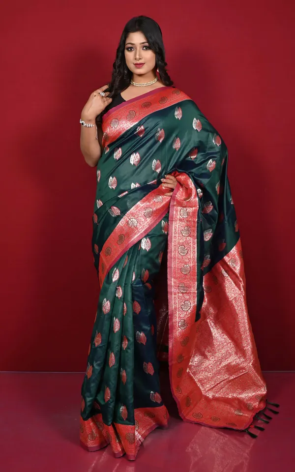 Traditional_Nakshi_Motif_Work_Softy_Katan_Silk_Saree_In_Phthalo_Green_And_Red