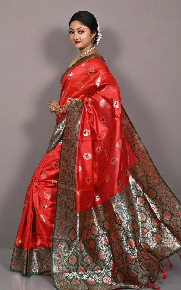 Traditional_Nakshi_Motif_Work_Softy_Katan_Silk_Saree_In_Tomato_Red_And_Deep_Bottle_Green