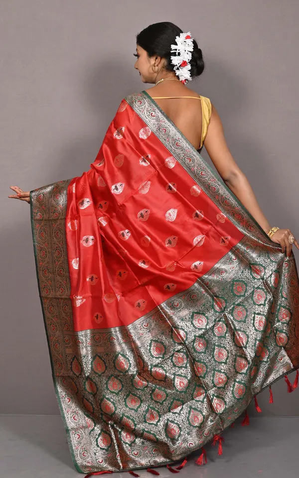 Traditional_Nakshi_Motif_Work_Softy_Katan_Silk_Saree_In_Tomato_Red_And_Deep_Bottle_Green