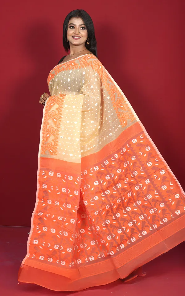 Traditional_Karat_Nakshi_Work_Cotton_Muslin_Soft_Jamdani_Saree_In_Cape_Honey_Orange_And_White