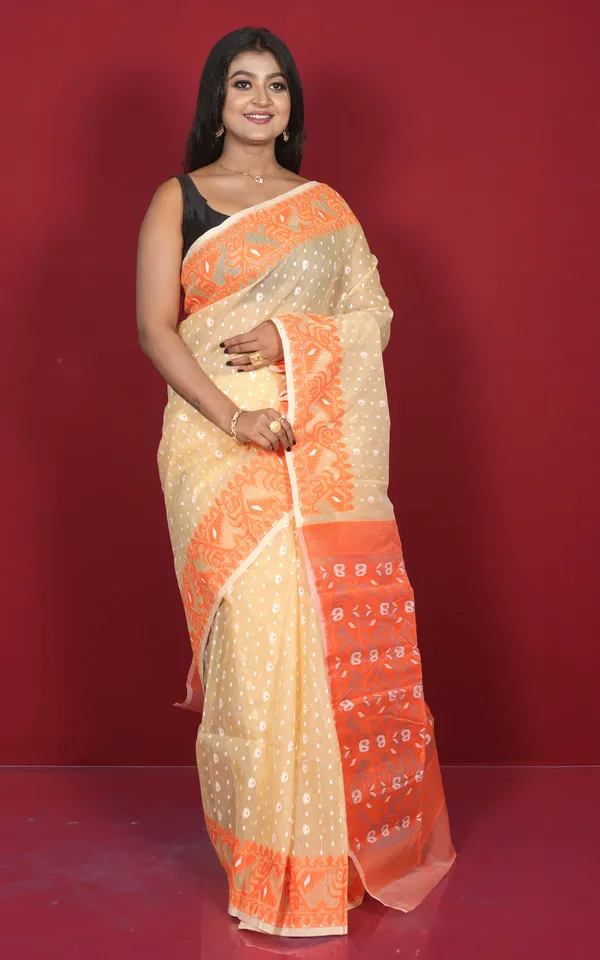 Traditional_Karat_Nakshi_Work_Cotton_Muslin_Soft_Jamdani_Saree_In_Cape_Honey_Orange_And_White