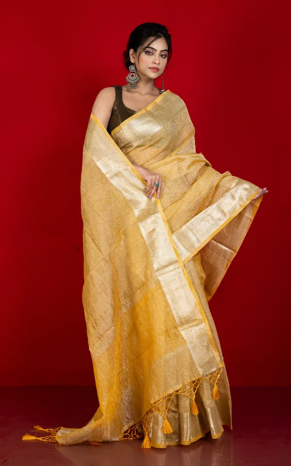 Soft_Crushed_Tissue_Katan_Banarasi_Silk_Saree_In_Yellow_And_Antique_Golden