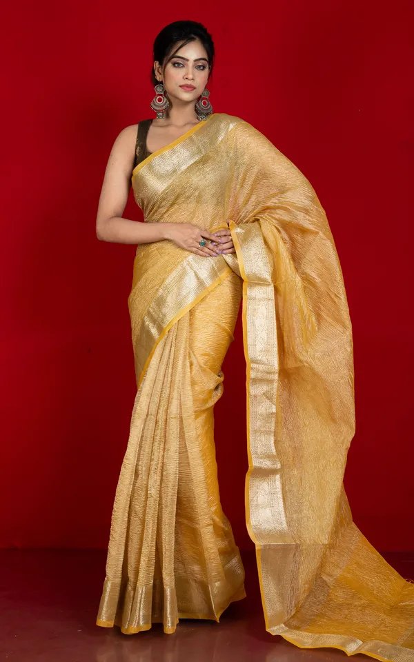 Soft_Crushed_Tissue_Katan_Banarasi_Silk_Saree_In_Yellow_And_Antique_Golden