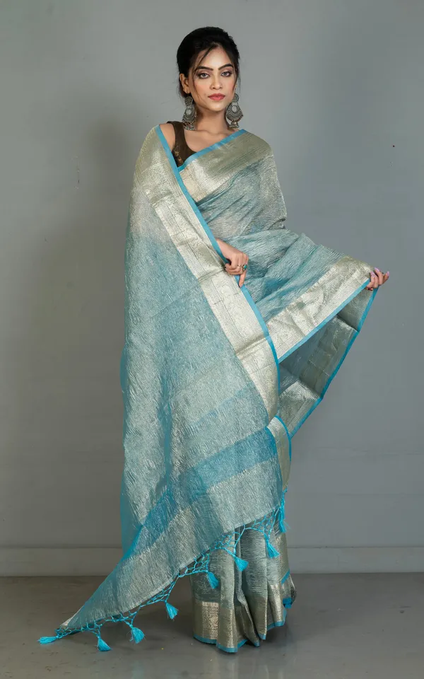 Soft_Crushed_Tissue_Katan_Banarasi_Silk_Saree_In_Ocean_Blue_And_Antique_Golden