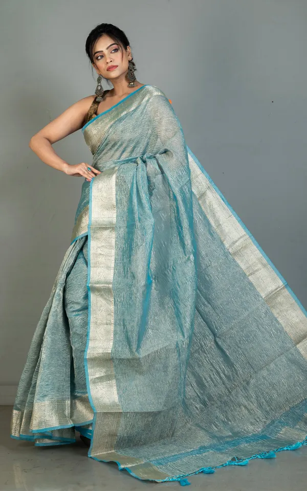 Soft_Crushed_Tissue_Katan_Banarasi_Silk_Saree_In_Ocean_Blue_And_Antique_Golden