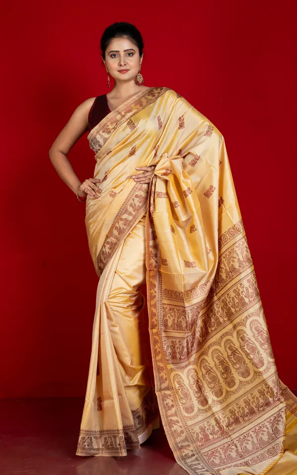 Hand_Woven_Baluchari_Pure_Silk_Saree_In_Desert_Sand_And_Brown