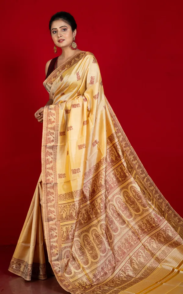 Hand_Woven_Baluchari_Pure_Silk_Saree_In_Desert_Sand_And_Brown