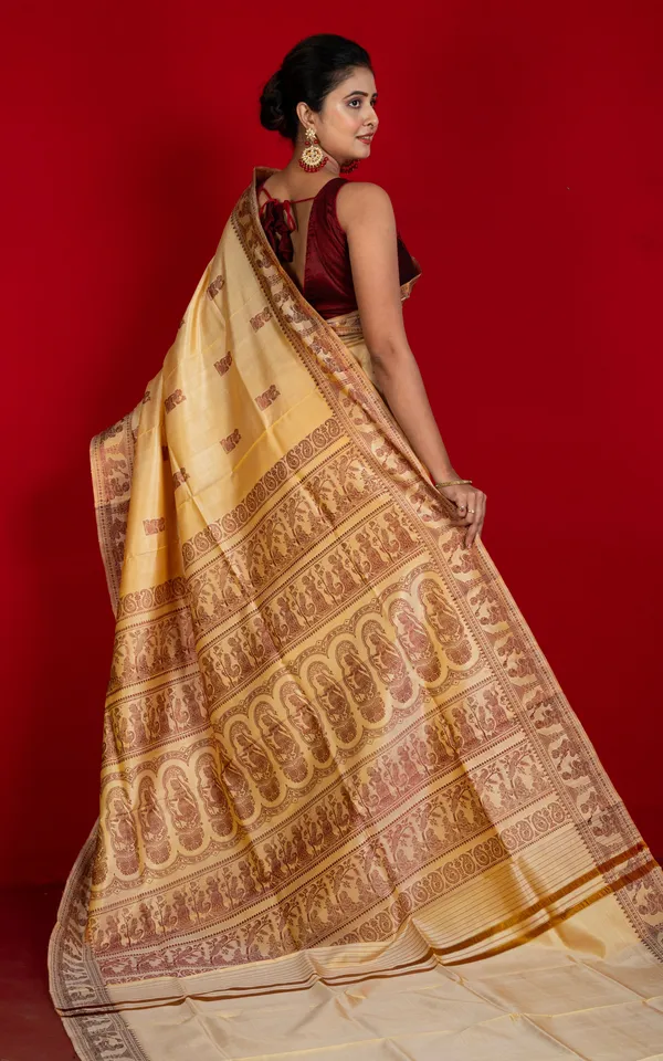 Hand_Woven_Baluchari_Pure_Silk_Saree_In_Desert_Sand_And_Brown
