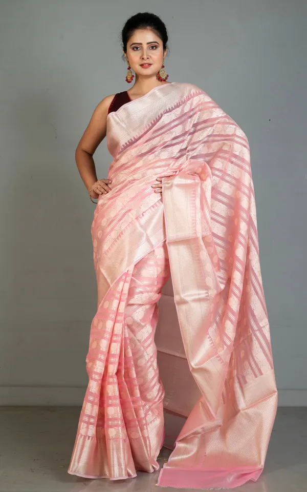 Designer_Kora_Organza_Silk_Banarasi_Saree_In_Light_Pink_And_Off_White