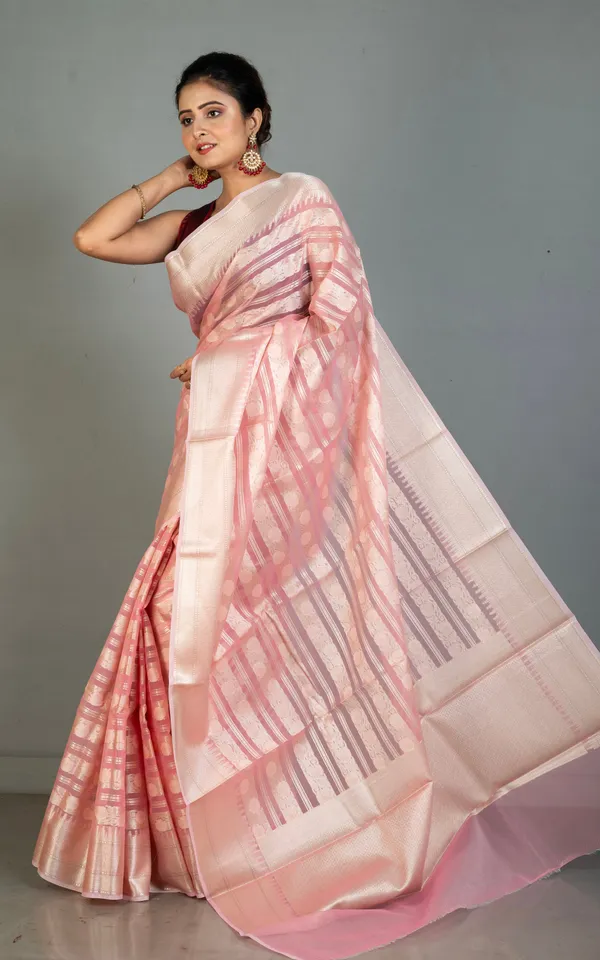 Designer_Kora_Organza_Silk_Banarasi_Saree_In_Light_Pink_And_Off_White