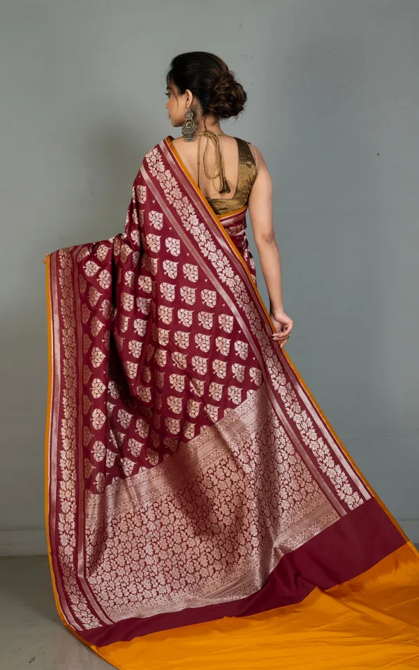 Best_Quality_2_Ply_Semi_Katan_Silk_Saree_In_Wine_Orange_Brown_And_Antique_Gold_Zari_Work
