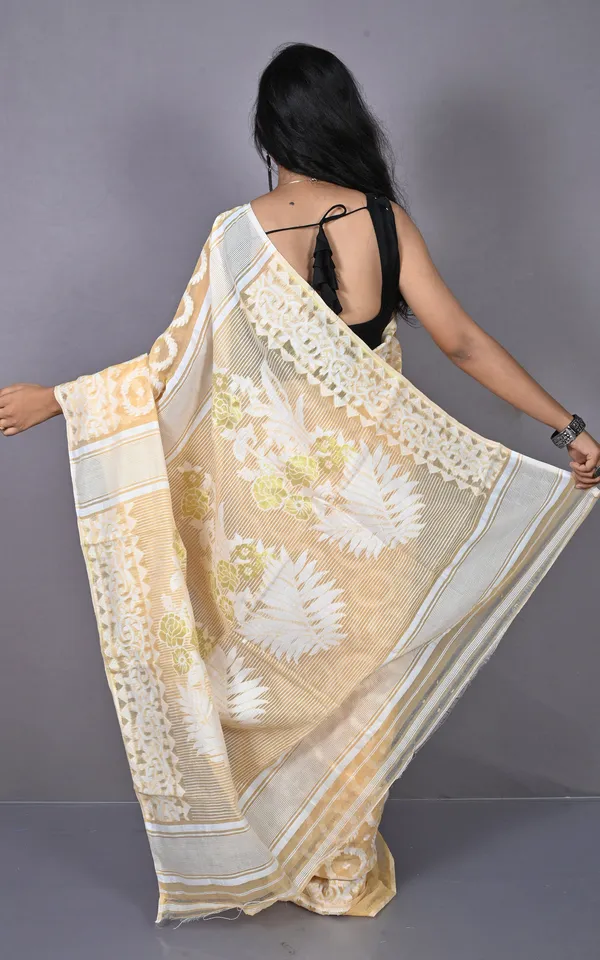 Solapuri_Work_Jamdani_Saree_Desert_Sand_Beige_And_Off_White