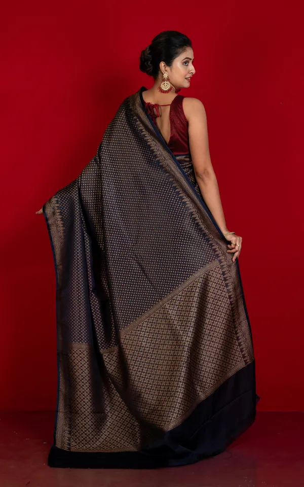 Brocade_Mashru_Katan_Banarasi_Silk_Saree_In_Black_And_Antique_Gold