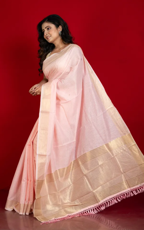 Soft_Cotton_Chanderi_Chain_Stitch_Thread_Work_Saree_In_Dawn_Pink_Off_White_And_Matte_Golden