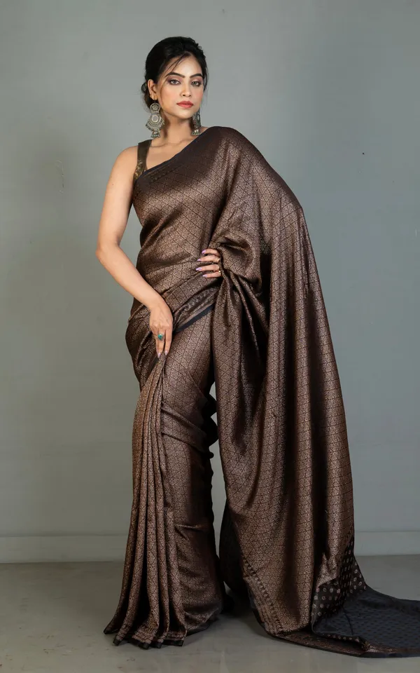 Brocade_Mashru_Katan_Banarasi_Silk_Saree_In_Obsidian_Black_And_Antique_Gold