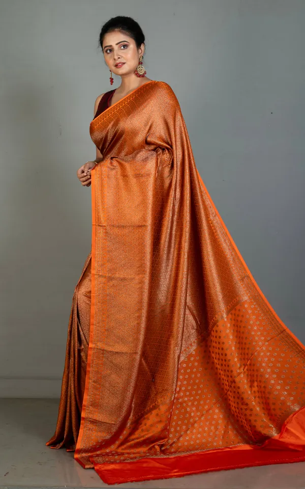 Brocade_Mashru_Katan_Banarasi_Silk_Saree_In_Flame_Orange_And_Antique_Gold