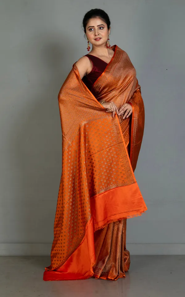 Brocade_Mashru_Katan_Banarasi_Silk_Saree_In_Flame_Orange_And_Antique_Gold