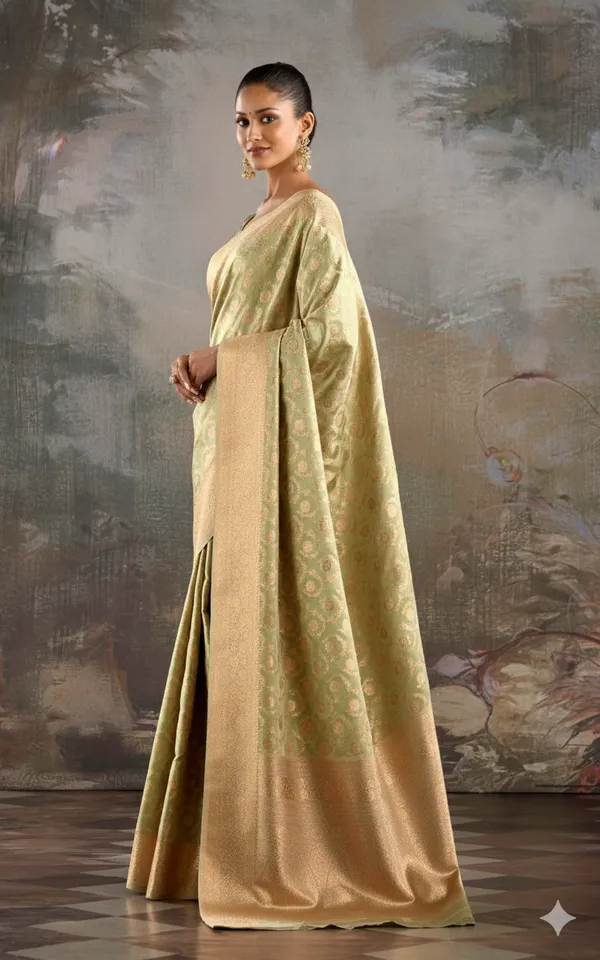 Floral_Jaal_Nakshi_Work_Designer_Katan_Silk_Banarasi_Saree_In_Beryl_Green_And_Antique_Golden_Zari_Nakshi_Work