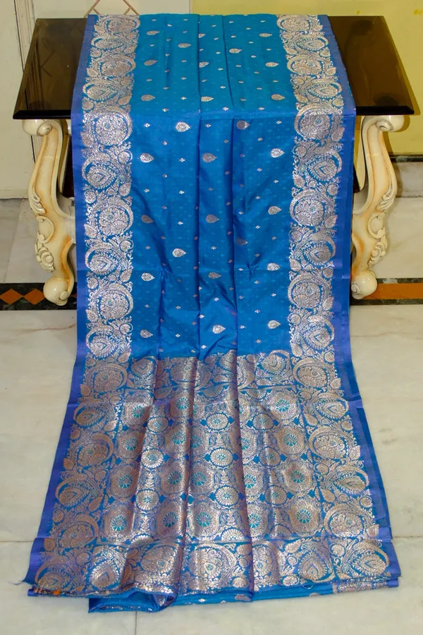 Jamawar_Satin_Tan_Chui_Katan_Silk_Saree_In_Venice_Blue_And_Deep_Sea_Green