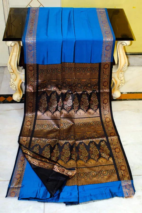 Pashmina_Thread_Work_Gadwal_Silk_Saree_In_Blue_Black_And_Beige