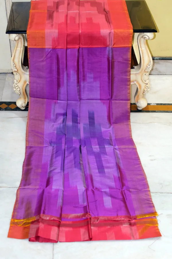 Bishnupuri_Pochampally_Ikkat_Silk_Saree_In_Brink_Pink_Radical_Red_And_Warm_Purple