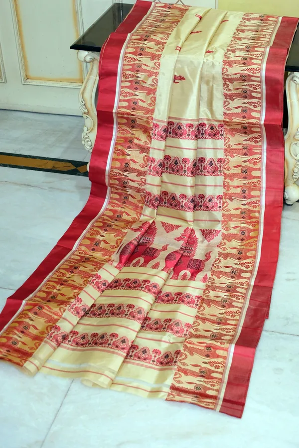Traditional_Bishnupuri_Pure_Garad_Silk_Saree_With_Meenakari_Nakshi_Motif_Work_In_Parmesan_Rust_Red_And_Dark_Brown