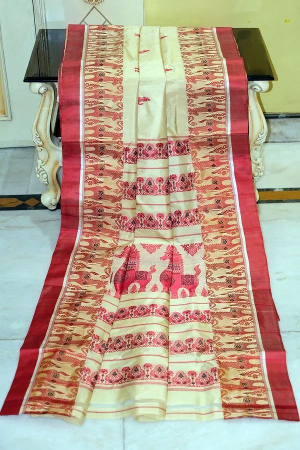 Traditional_Bishnupuri_Pure_Garad_Silk_Saree_With_Meenakari_Nakshi_Motif_Work_In_Parmesan_Rust_Red_And_Dark_Brown