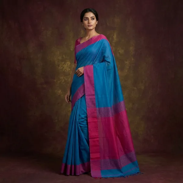 Mahapar_Bengal_Handloom_Cotton_Saree_In_Fuschia_And_Blue
